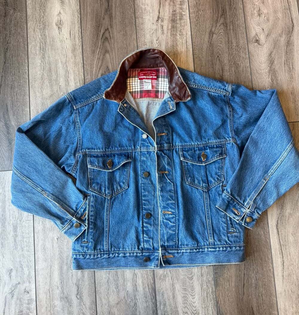 Vintage Marlboro Country Store Leather Collar Denim Jacket